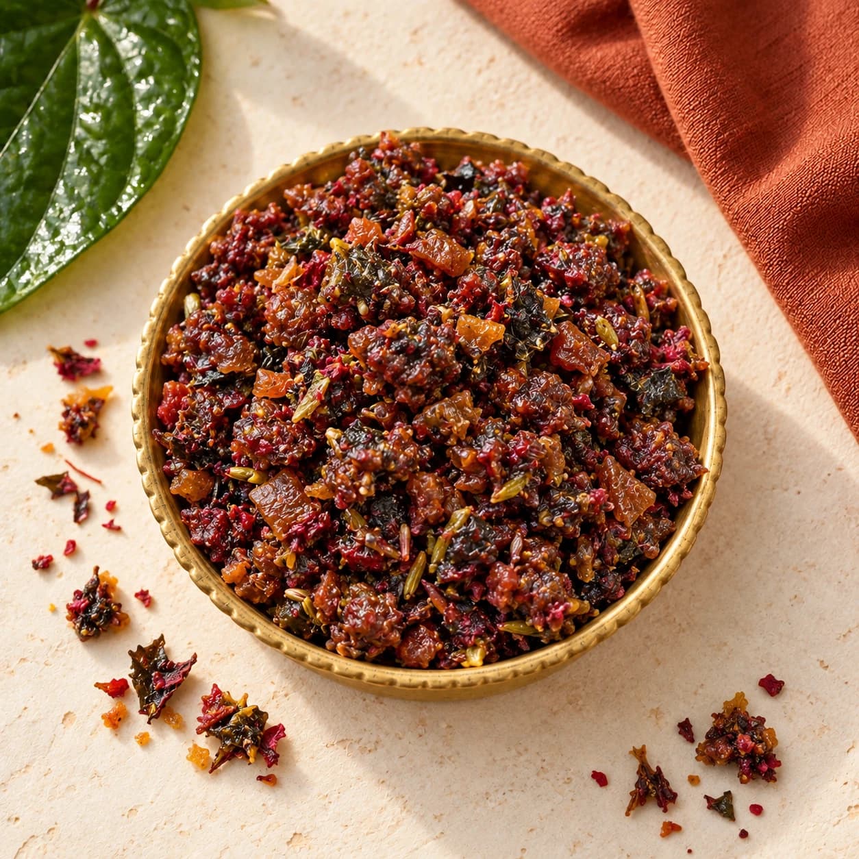 Meetha Paan finished mukhwaas served in a brass dish